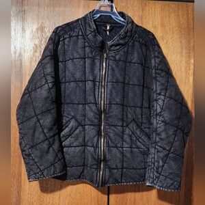 Free People Dolman Quilted Knit Jacket Size Medium - Washed Black EUC